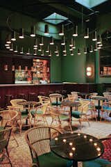Hovering over the Libertine bar/restaurant in Casa Bonay is a massive lighting installation by Santa &amp; Cole. As a Barcelona-based company that focuses on industrial design, they also provided the lighting throughout the rest of the hotel.