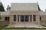 The front view of Frank Lloyd Wright's Hollyhock House in Los Angeles.