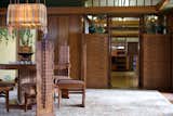 The custom dining room furniture set that was designed by Frank Lloyd Wright for his Hollyhock House in Los Angeles.