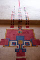 Frank Lloyd Wright designed a custom rug that spreads throughout the entire living space at the Hollyhock House in Los Angeles.