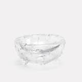 2x glass bowl by Assembly, made from blunted and embedded glass shards in a handblown bubble, is a daring take on tactile design.