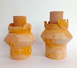 The latest work from Los Angeles ceramicist Bari Ziperstein include these terra-cotta "futurist Primitive designs inspired by Colombian pottery.”