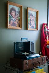 Bedroom and Shelves The room comes complete with a selection of retro-Americana music.  Photo 1 of 28 in Sound Style by Stephen Blake from This Wisconsin Hotel Suite Conjures the Best of Summer Camp—Hold the Bug Spray