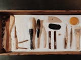 Ceramicist Romy Northover's tool kit, which she chose to display as a celebration of the handmade nature of her craft. "This installation becomes a description of my process, a delineation of what can be felt, experienced, and emotionally negotiated," Northover says.