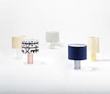 A range of graphic Kvadrat cotton fabric shades enliven the Magic lamp by Isabelle Gilles and Yann Poncelet for Colonel.