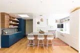#LaurelCanyonHouse #residence #renovation #modern #interior #inside #kitchen #island #barstools #appliances #color #LaurelCanyon #BarbaraBestor