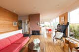 #SwanHouse #renovation #remodel #1950s #modern #interior #inside #livingroom #seating #fireplace #coffeetable #brick #wood #2013 #LosAngeles #California #BarbaraBestor
