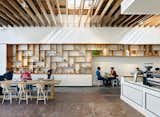#TheMill #modern #dining #cafe #collaborative #bright #warm #wood #palette #welcoming #interior #inside #indoors #seatinf #table #shelves #storage #counter #beams #skylight #2013 #SanFrancisco #BoorBridgesArchitecture