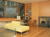 #CooperHouse #modern #structure #renovation #copper #cedar #steel #interior #inside #indoors #desk #seating #windows #fireplace #Belmont #2004 #CharlesRoseArchitects 