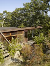 #GuestHouse #Chilmark #copper #modern #structure #midcentury #exterior #outside #outdoors #landscape #view #staircase #windows #private #Martha'sVineyard #2008 #CharlesRoseArchitects 
