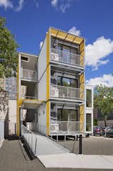 #exterior #outside #outdoor #landscpe #modular #housing #industrial #Brooklyn #NewYork #GarrisonArchitects  Photo 6 of 7 in NYC Emergency Housing Prototype by Garrison Architects