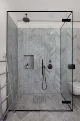 Bath, Stone, Enclosed, Corner, Marble, One Piece, and Stone Tile  Bath Corner Enclosed Stone Tile Photos from Maida Vale Apartment