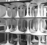 More pedestal bases awaiting marble tops for assembly, 1963. Photograph from the Knoll Archive.