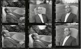 Portraits of Harry Bertoia from a photograph contact sheet for Knoll publicity materials.