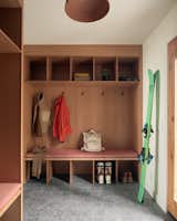 The new mudroom has enough space for all-season gear, including seats to put everything on comfortably. "Sam is passionate about spending time in the mountains, including hiking, rock climbing, and especially skiing,