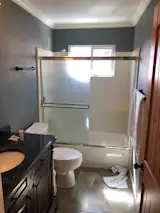 The existing bathrooms were all about function.