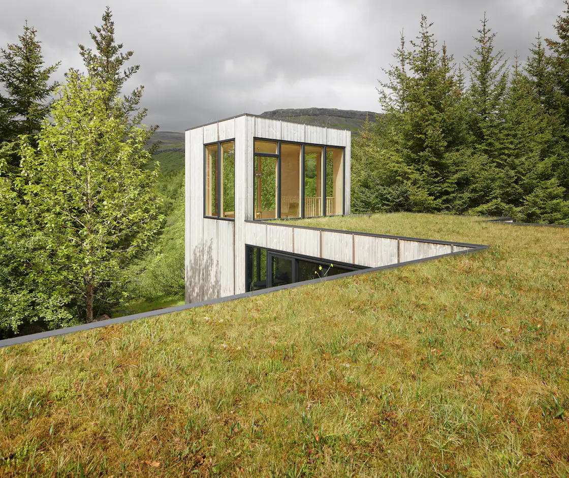Photo 9 of 11 in The Green Roof on Their Icelandic Cabin Blends With ...