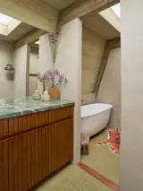 The new bathroom has space for a soaking tub.