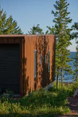 Weathering steel mimics the color of the soil on the site.