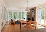 Kitchen, dining, and living occupy one large open space