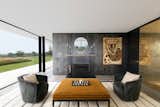 Media room with fireplace.