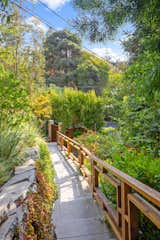 The sloping backyard carves terraced walkways to the street below and leaves plenty of room for lush greenery.