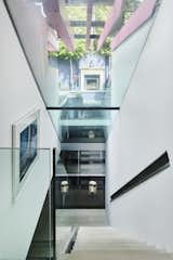 The stairway acts as an atrium, bringing light deep into the interior and into the home’s expansive subterranean space.