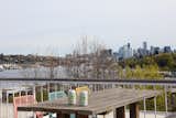 A view from the building’s roof deck offers views across Lake Union to downtown Seattle