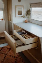 The drawers rely on heavy-duty hardware to remain in place and avoid rattling when the Airstream is in motion.