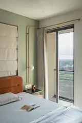 Most of the corner apartment faces west, offering expansive views and copious afternoon-evening sunlight.