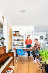 In 2014, Dan purchased and renovated a 900-square-foot, circa-1956 farmhouse, adding new ash floors and removing a wall between the living room and kitchen. After he and Jessica married, they added a 200-square-foot addition.