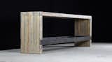 the counter bench is a clever alternative to the typical bar stool - ideal for entertaining guests at your kitchen island or bar, or for extra seating in a pinch. the counter bench is pictured in the aged wood finish with darkened steel legs.