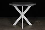 the jak table base, made from 2x4 steel tubing, takes its cue from a game of jacks. the table seats 4-5 depending on tabletop style (round/square) and chairs.