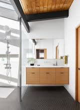 Bath Room, Porcelain Tile Floor, Wall Lighting, Open Shower, Ceramic Tile Wall, and Undermount Sink  Photo 15 of 17 in Lake Washington Overlook by SHED Architecture & Design