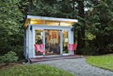 Modern-Shed home office in the backyard of a Bainbridge Island, Wash., home.