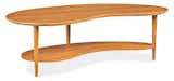 Inspired by mid-century styles, the Stafford cocktail table features a kidney-shaped top echoed by a slightly smaller storage shelf below, giving visual balance and added functionality to the table’s organic profile. Stafford’s legs are inset into the bottom shelf—a detail that reveals the expert craftsmanship of West Virginia woodworkers. #furniture #madeinamerica 