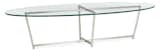 With its angled lines and elliptical shape, the Soto cocktail table features subtle mid-century influences with the flexibility of choosing your own top material to complement its hand-welded stainless steel base. #furniture #madeinamerica 