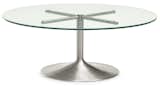 Simple and elegant, the pedestal of our Aria cocktail table is handmade in the U.S. from spun stainless steel, so there are no seams or joints to spoil the look. Choose from a variety of top options to make Aria your own. #furniture #madeinamerica 