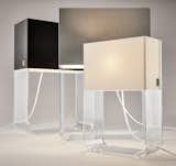 Designed for Room & Board by Peter Stathis of Pablo Lighting, the unique mesh fabric shade stretches between the U-shaped base arms. 