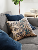 Drawing on traditional kilim patterns, Talish throw pillows have a rich, multicolor pattern that easily pulls together a room. 