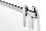 Ragnar's bypassing door configuration simply mounts to the wall without using a bracket to support the outmost track, preserving the hovering effect its truly concealed fasteners provide.
