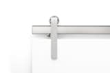 The Ragnar sliding door hardware system in Brushed Stainless finish and Face Mount.