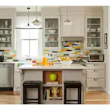 Kiln Ceramic Tile Mag 7 blend in 2x8 subway tile size.
