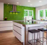 Lush 3x6 Glass Subway tile in the color Bamboo green.