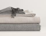 AREA Inc. ELLIOT beige, a mix of light grey and warm beige making the shade a mix of warm/cool. 100% baby alpaca throws and blankets.