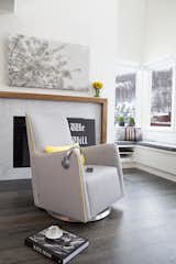 Modern upholstered Grazia Glider and ottoman in pebble grey with yellow piping by Monte Design   Photo 1 of 22 in Gliders by Monte Design