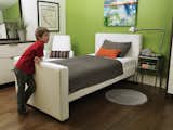 Modern upholstered Dorma twin bed in white bonded leather body by Monte Design 