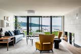 Lakeshore Residence, living room with lake views to Mount Rainier
