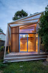 The backyard studio that architect Gerald Parsonson designed to expand a young family’s living space features a&nbsp;polycarbonate pergola and a&nbsp;wraparound deck that connects the hideaway to the garden.&nbsp;