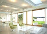 Great room with roller shades pulled